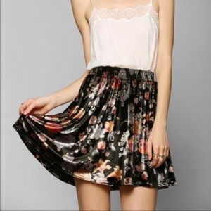 Velvet floral skirt